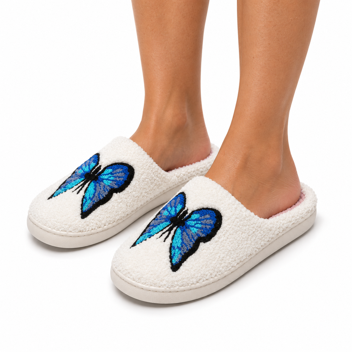 Chaussons Moumoute Papillon Bleu