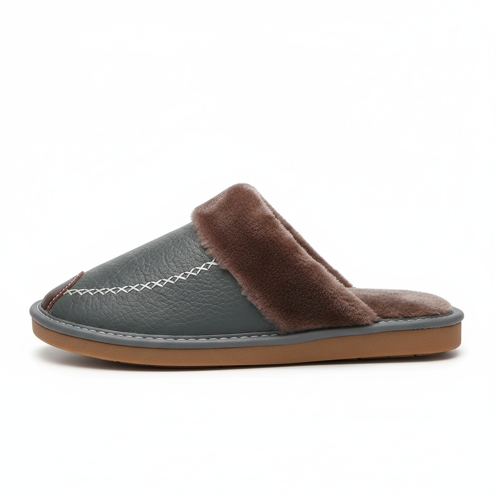 Chaussons Homme avec Fourrure gris