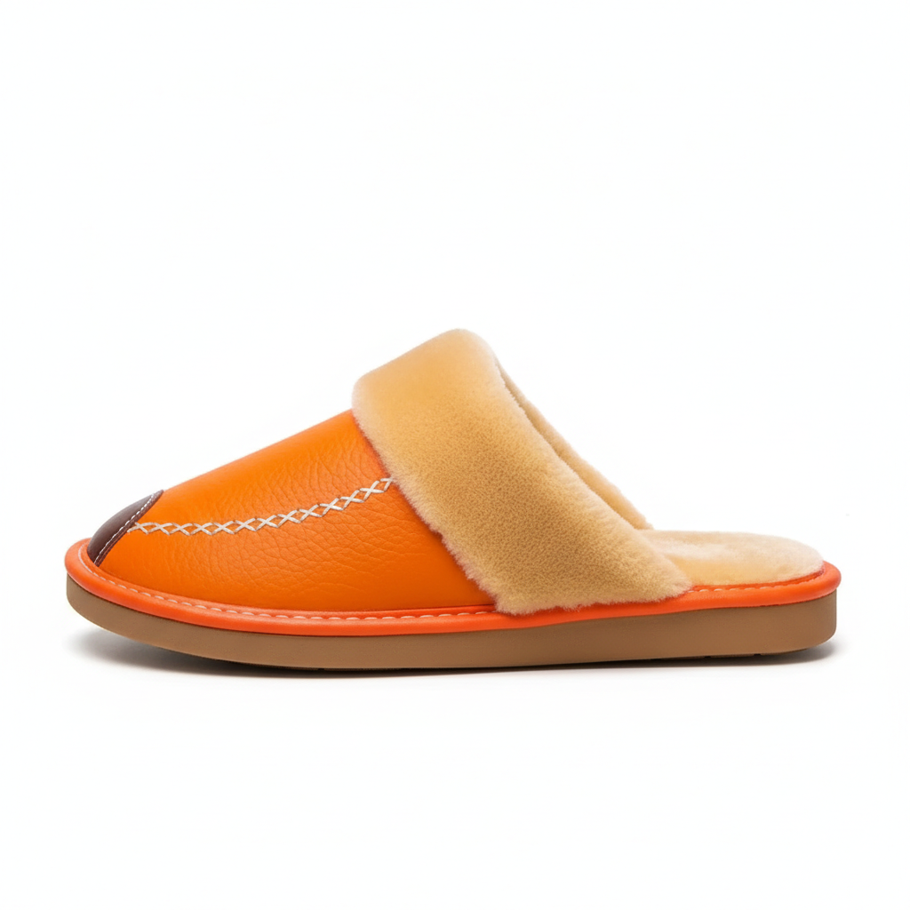 Chaussons Homme avec Fourrure orange