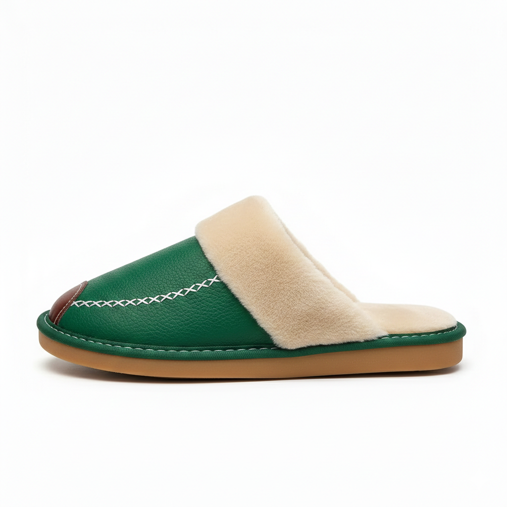 Chaussons Homme avec Fourrure vert