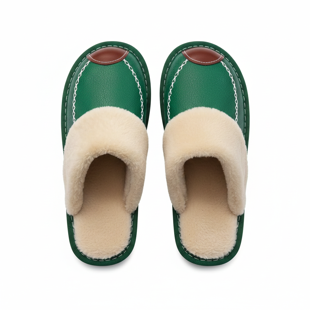 Chaussons_Homme_avec_Fourrure_vert 2