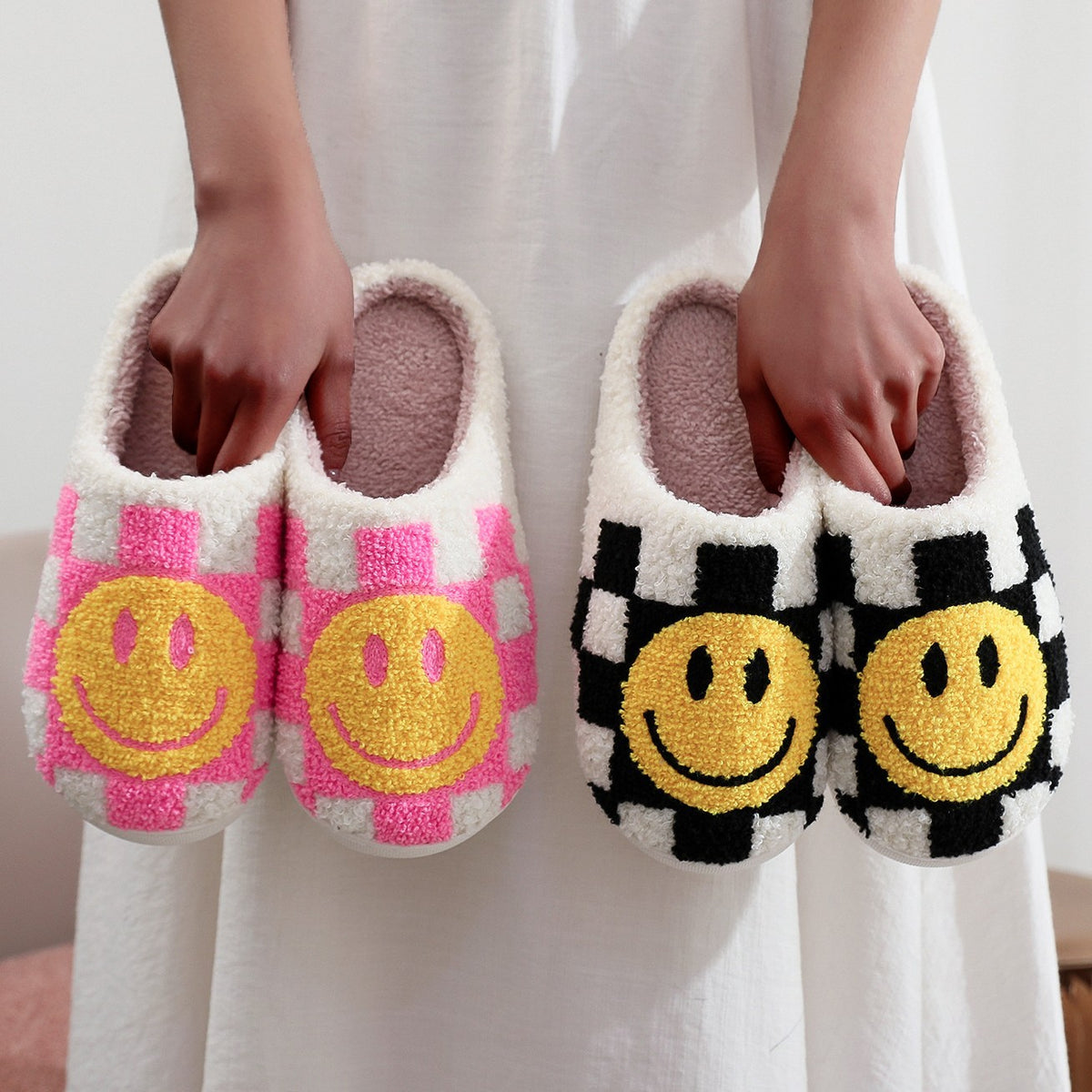 Chaussons Moumoute Damier Smiley Bochausson