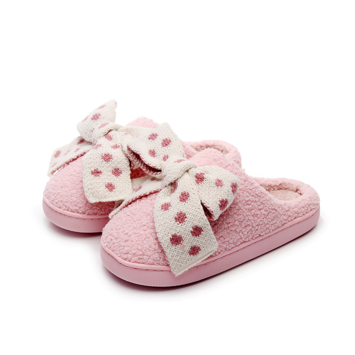 Chaussons Moumoute Gros Nœud à Pois Bochausson