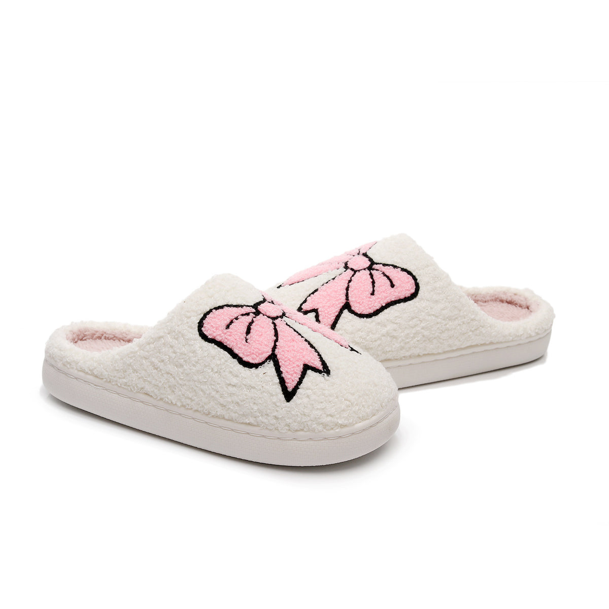Chaussons Moumoute Grand Nœud Rose Bochausson