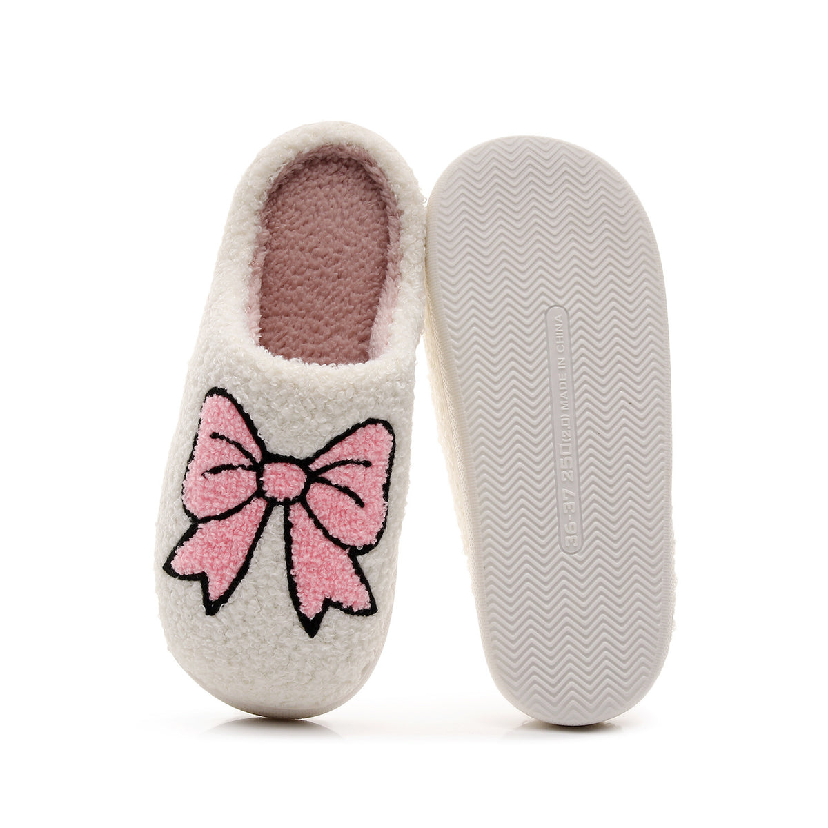 Chaussons Moumoute Grand Nœud Rose Bochausson