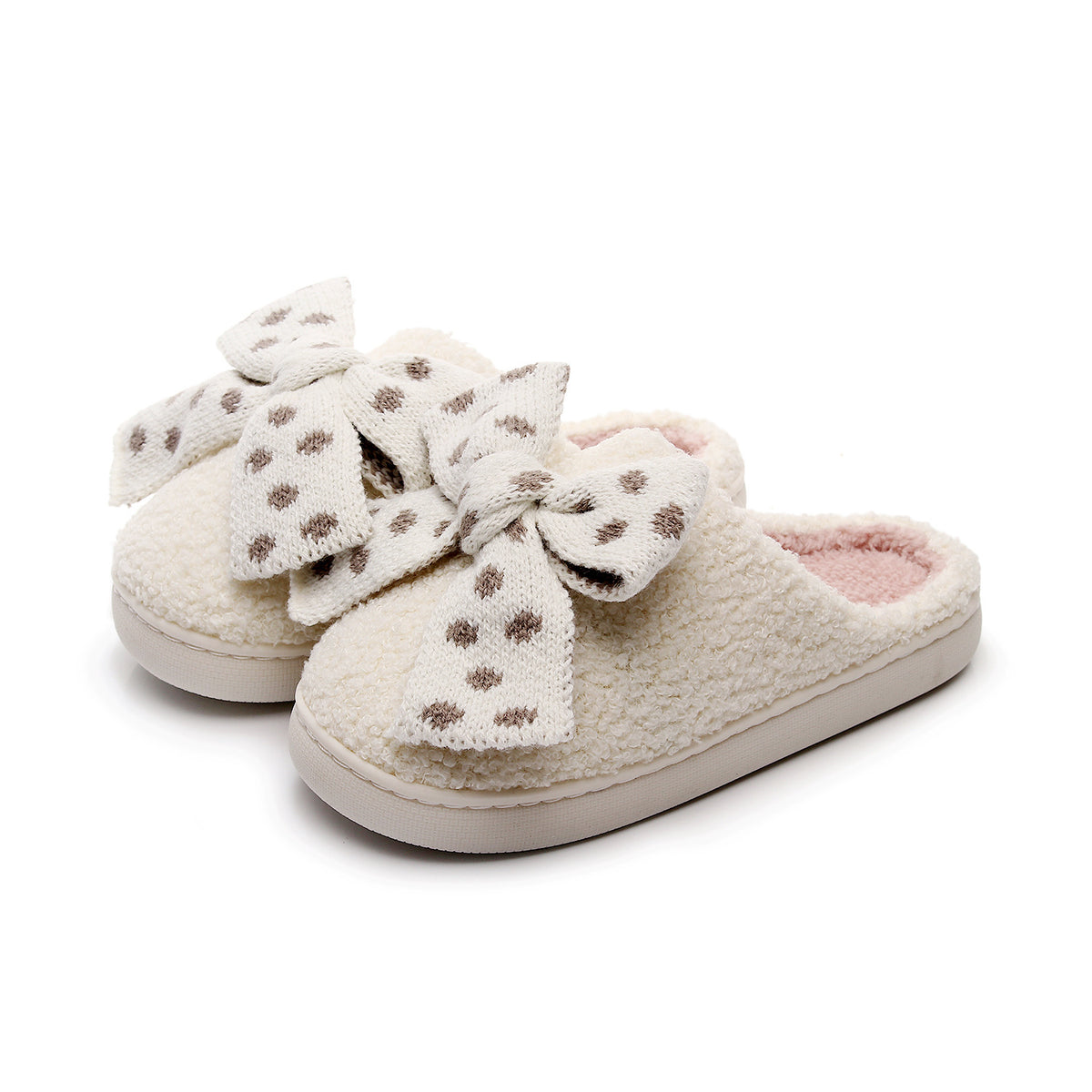 Chaussons Moumoute Gros Nœud à Pois Bochausson