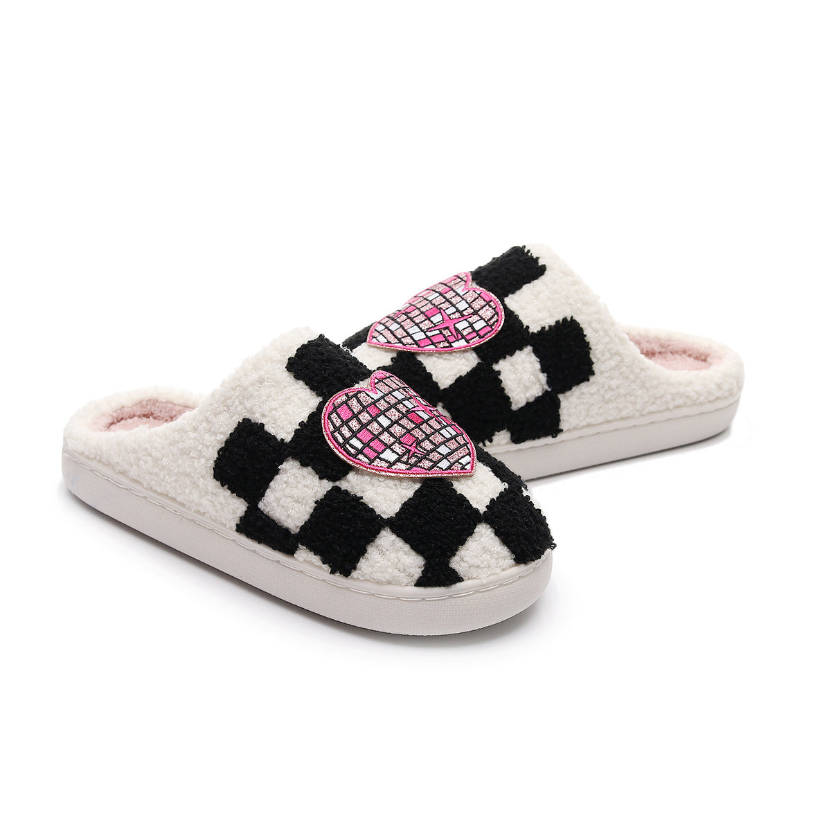 Chaussons Moumoute Damier Cœur Disco Bochausson