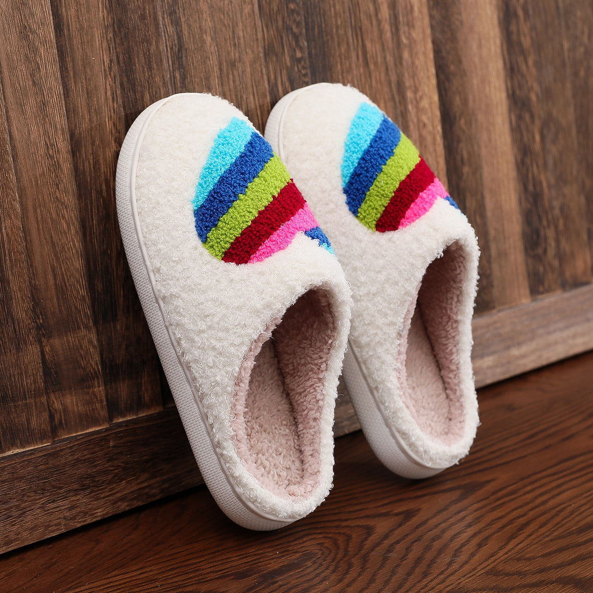 Chaussons Moumoute Cœur Arc-en-Ciel Bochausson
