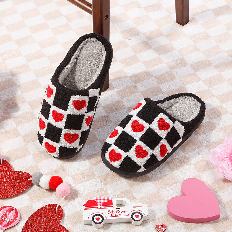 Chaussons Damier Cœurs Rouges Bochausson
