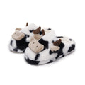 Chaussons rigolos vache noirs et blancs à museau en relief Bochausson