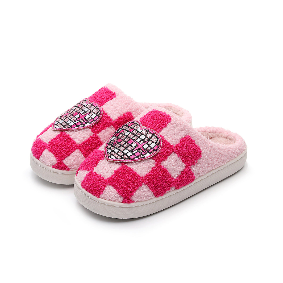 Chaussons Moumoute Damier Cœur Disco Bochausson
