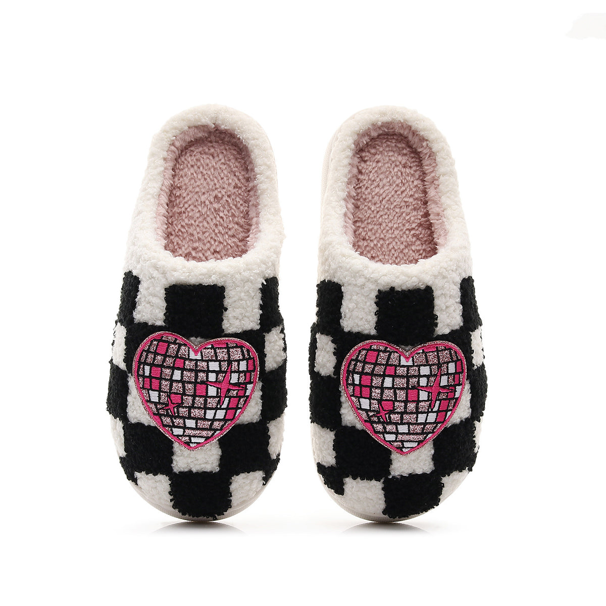 Chaussons Moumoute Damier Cœur Disco Bochausson