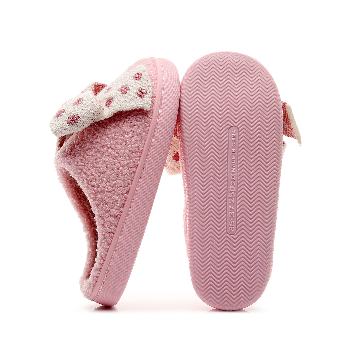 Chaussons Moumoute Gros Nœud à Pois Bochausson