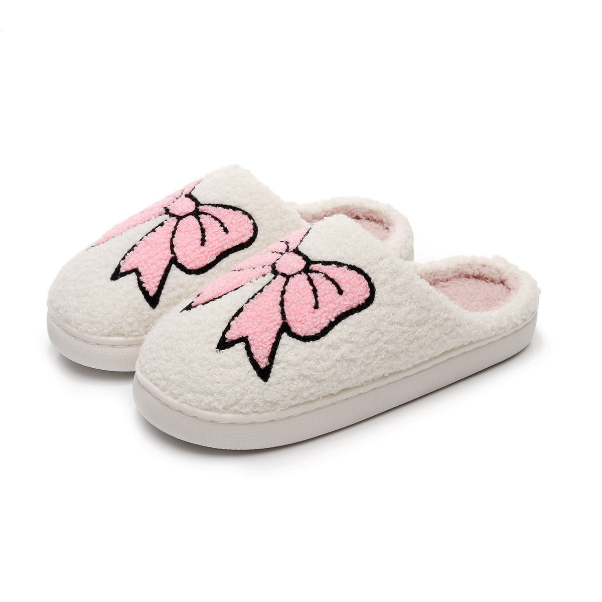Chaussons Moumoute Grand Nœud Rose Bochausson
