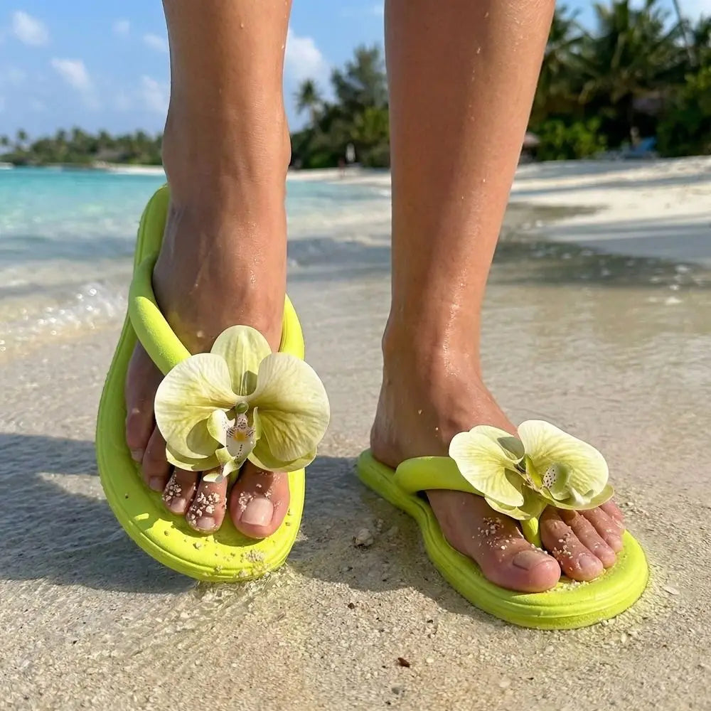 Tongs avec Fleur Orchidée