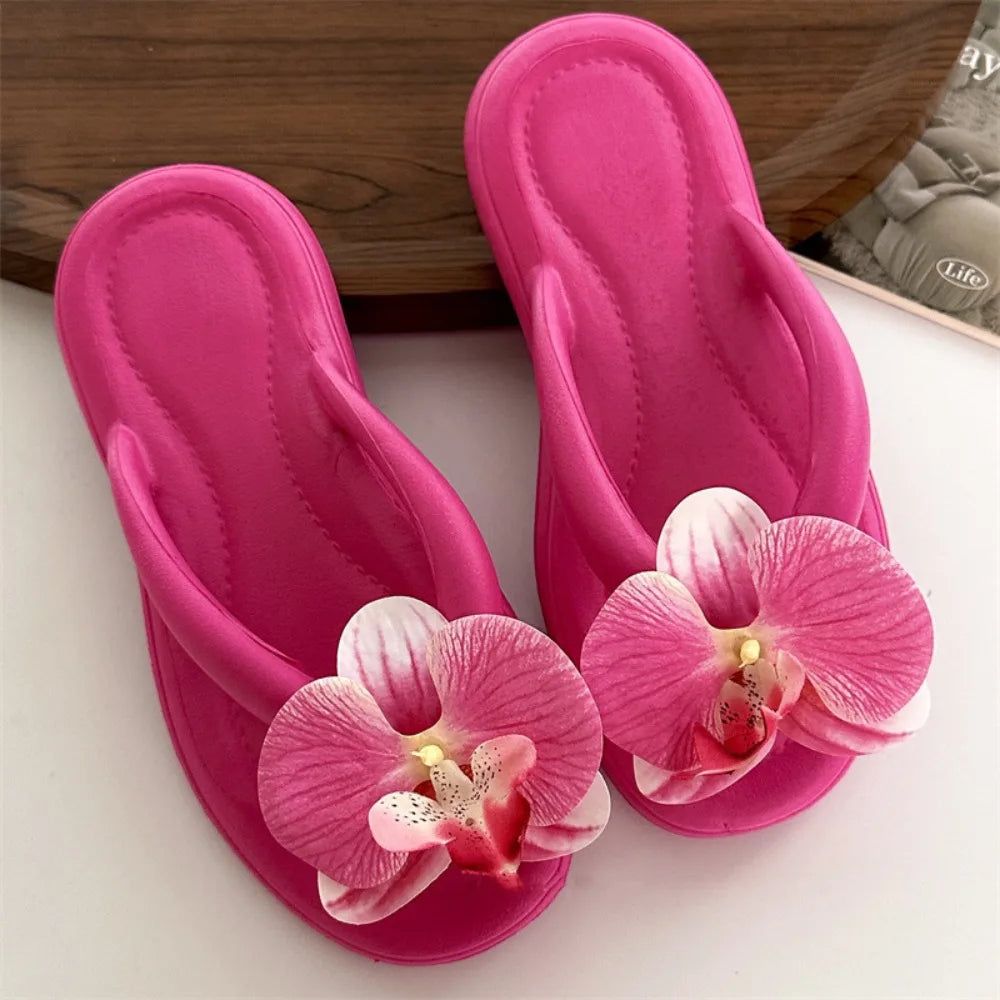 Tongs avec Fleur Orchidée