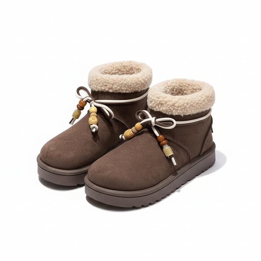 Chaussons Chauds Suedine et Perles