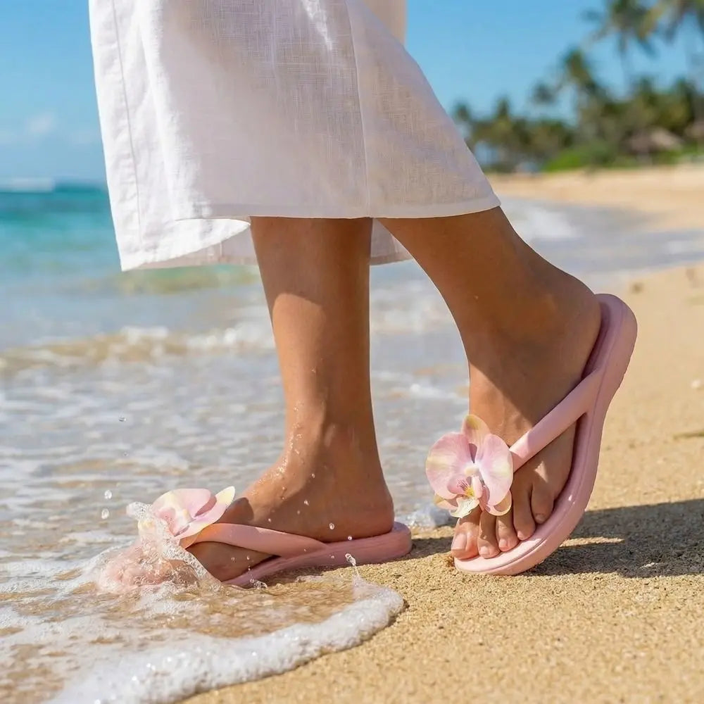 Tongs avec Fleur Orchidée