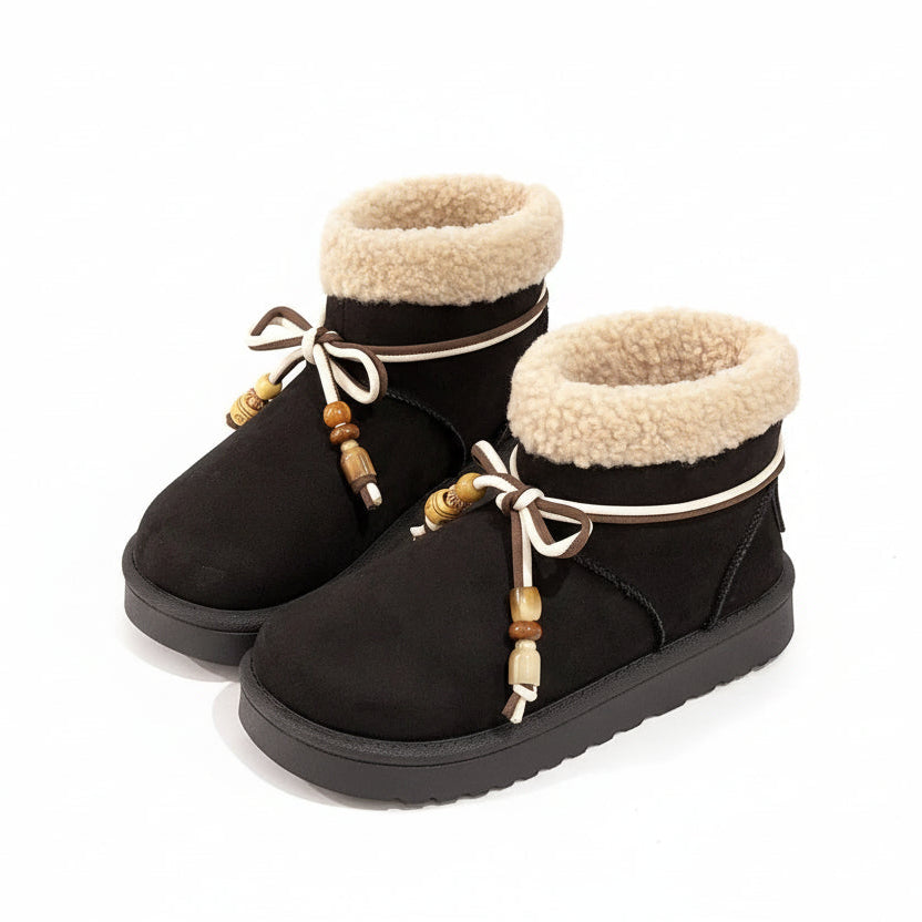 Chaussons Chauds Suedine et Perles