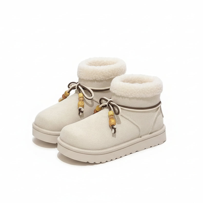 Chaussons Chauds Suedine et Perles