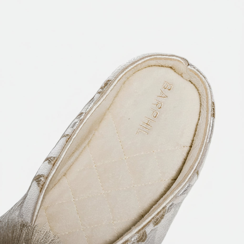 Chaussons en Satin Brodé pour Femme