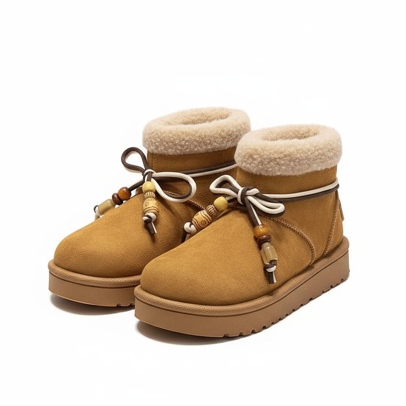 Chaussons Chauds Suedine et Perles