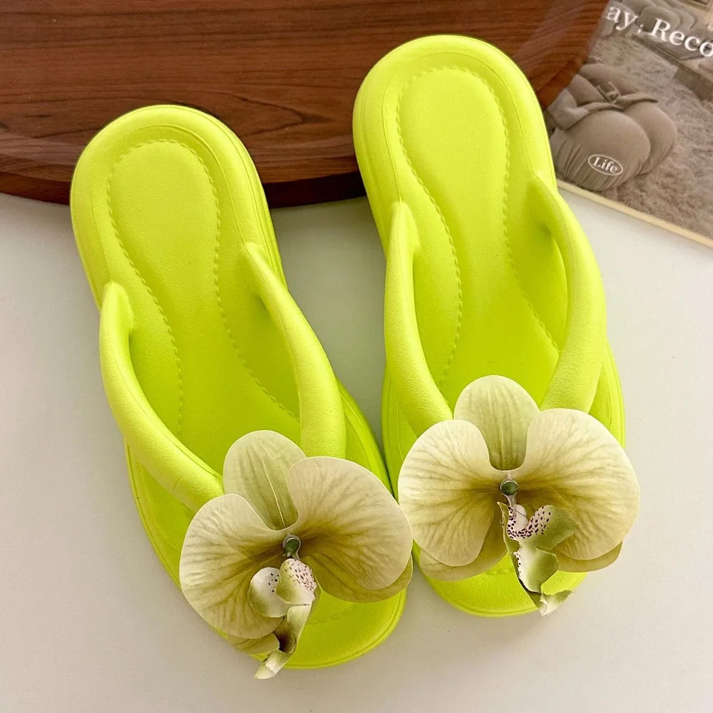 Tongs avec Fleur Orchidée