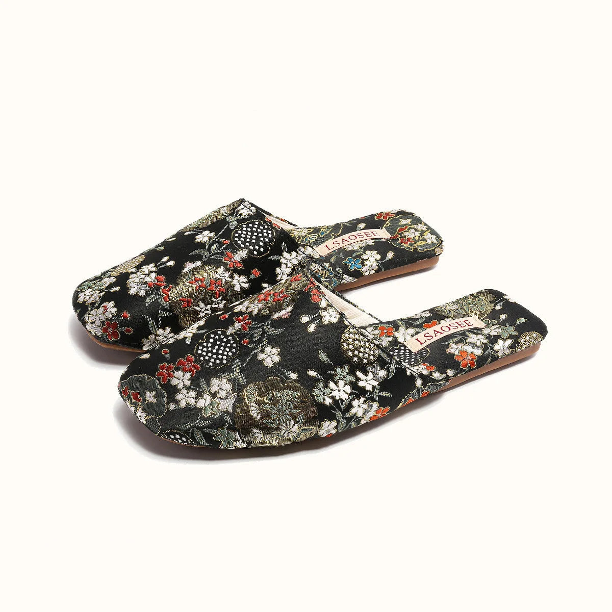 Chaussons femme mules brodées