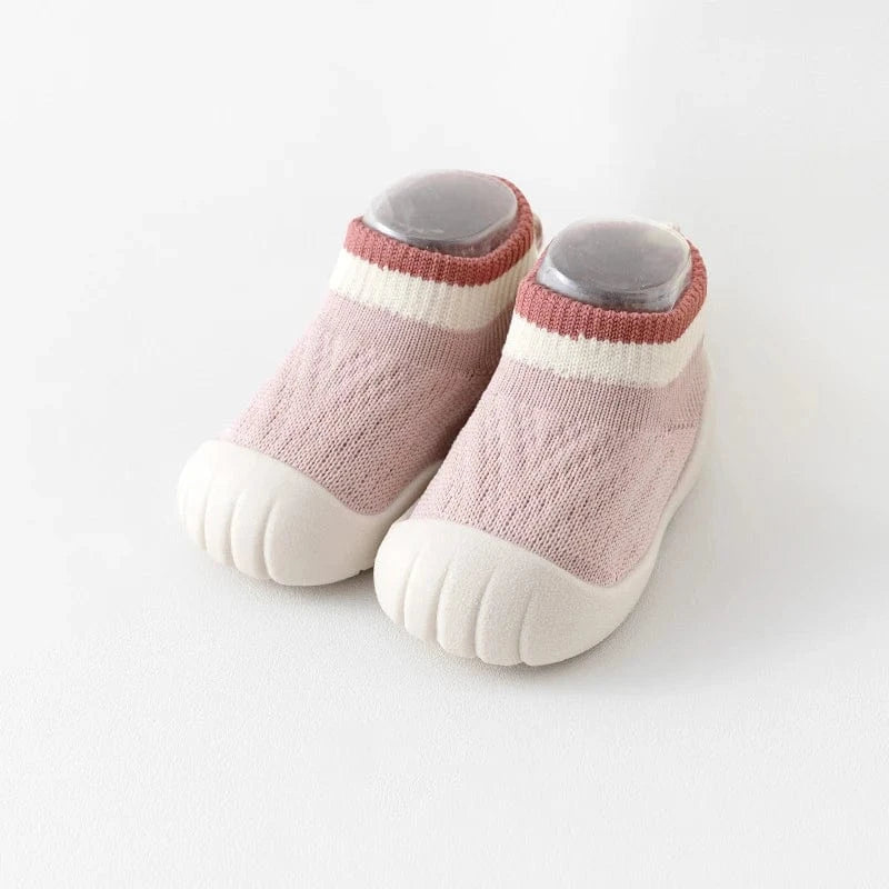 Chaussettes avec Semelle en Caoutchouc pour Bébé Rose / 0-6 mois