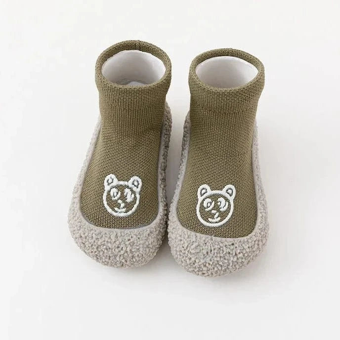 Chaussettes avec Semelle pour Bébé Kaki / 0-6 mois