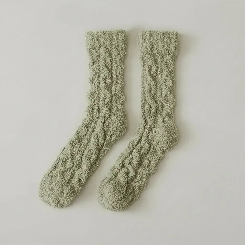 Chaussettes Confort Polaire Vert olive / Taille unique