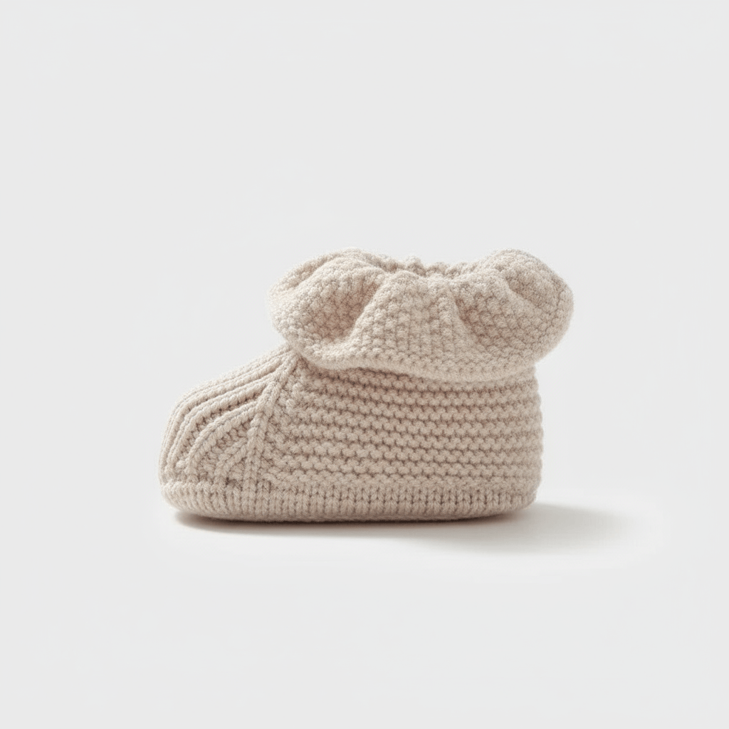Chausson en Laine Naissance Bébé Beige / 0-3 mois