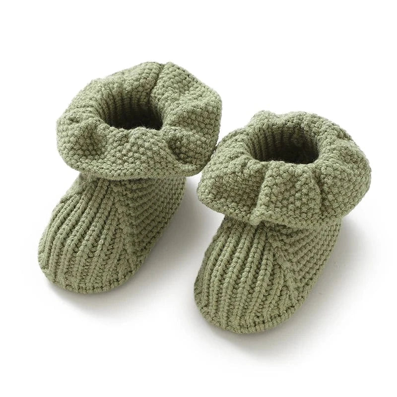 Chausson en Laine Naissance Bébé Vert olive / 0-3 mois