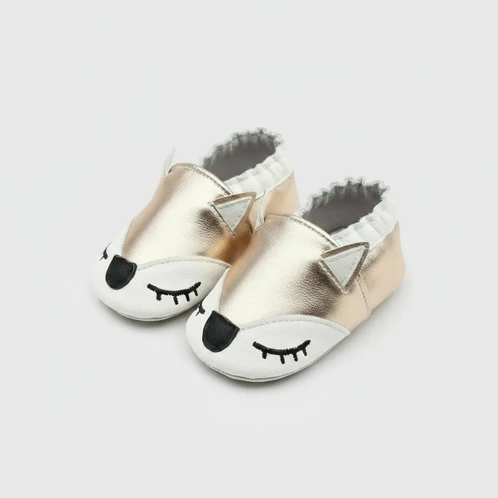 Chausson Cuir Souple Bébé Fille Doré / 16-17