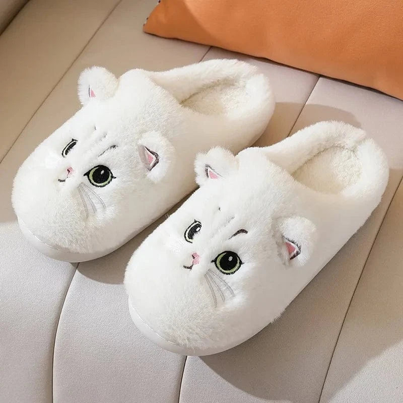 Chaussons Chat d'hiver pour Femme Blanc / 36-37
