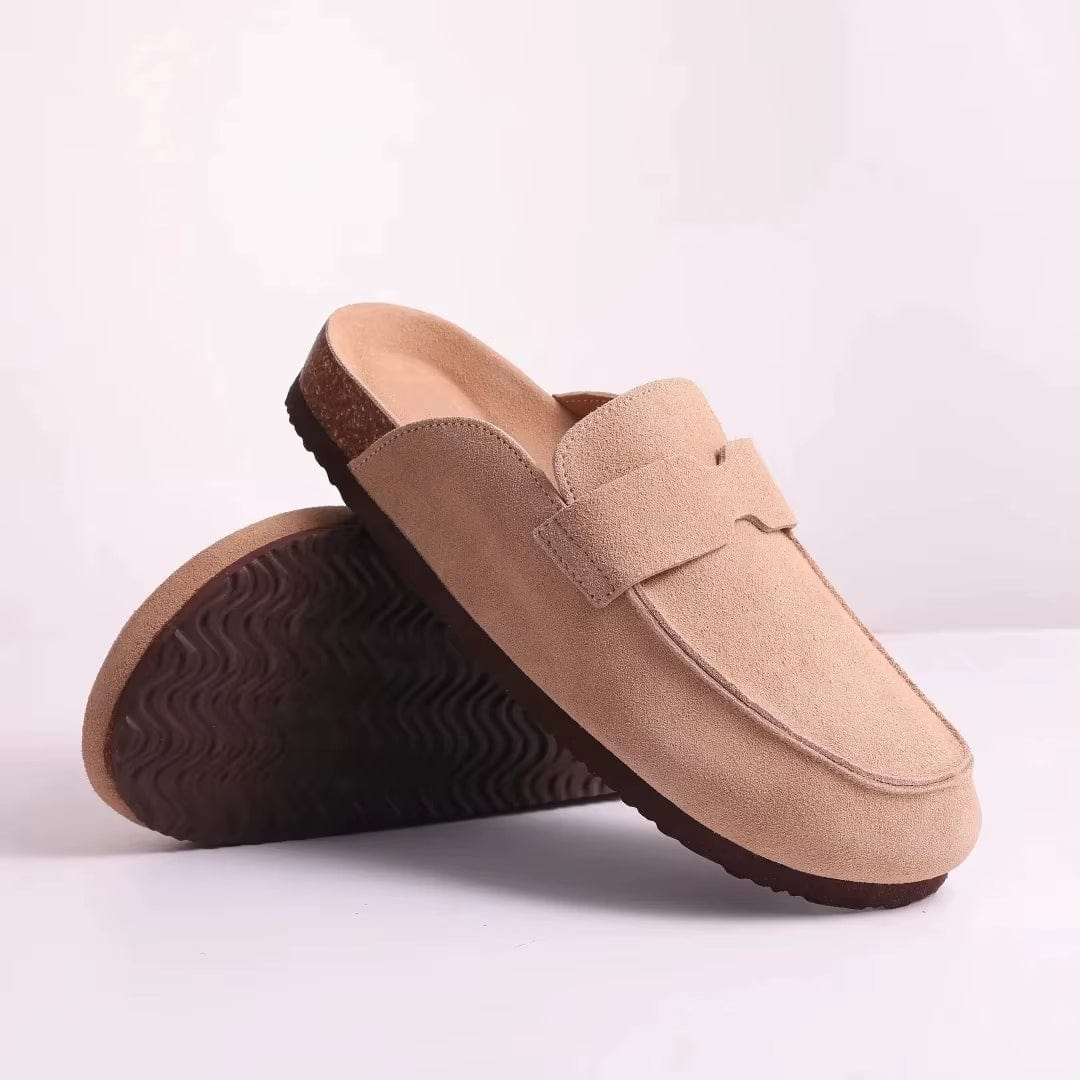 Chaussons Sabots en Cuir pour Femme Beige / 35-36