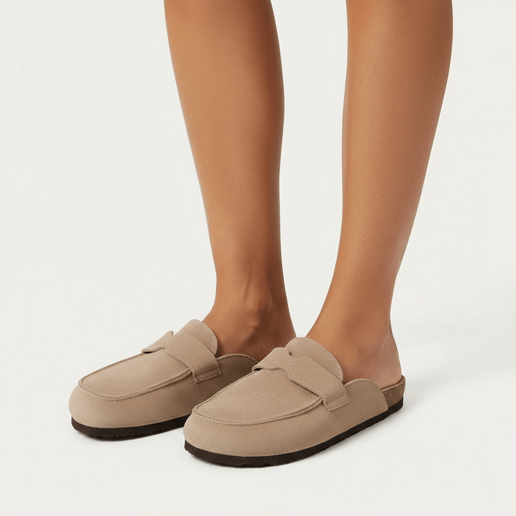 Chaussons Sabots en Cuir pour Femme Beige / 35-36