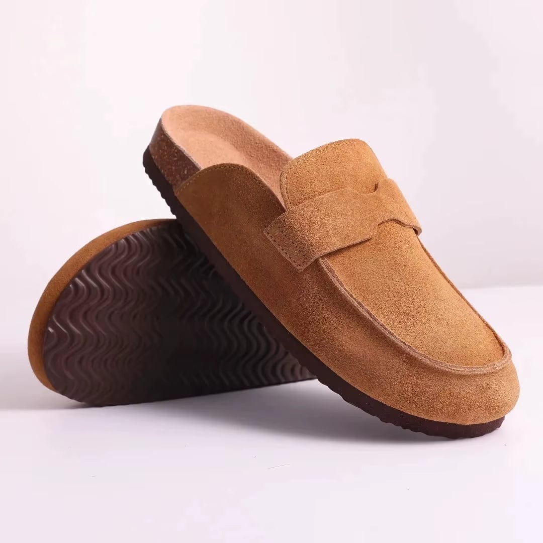 Chaussons Sabots en Cuir pour Femme Camel / 35-36