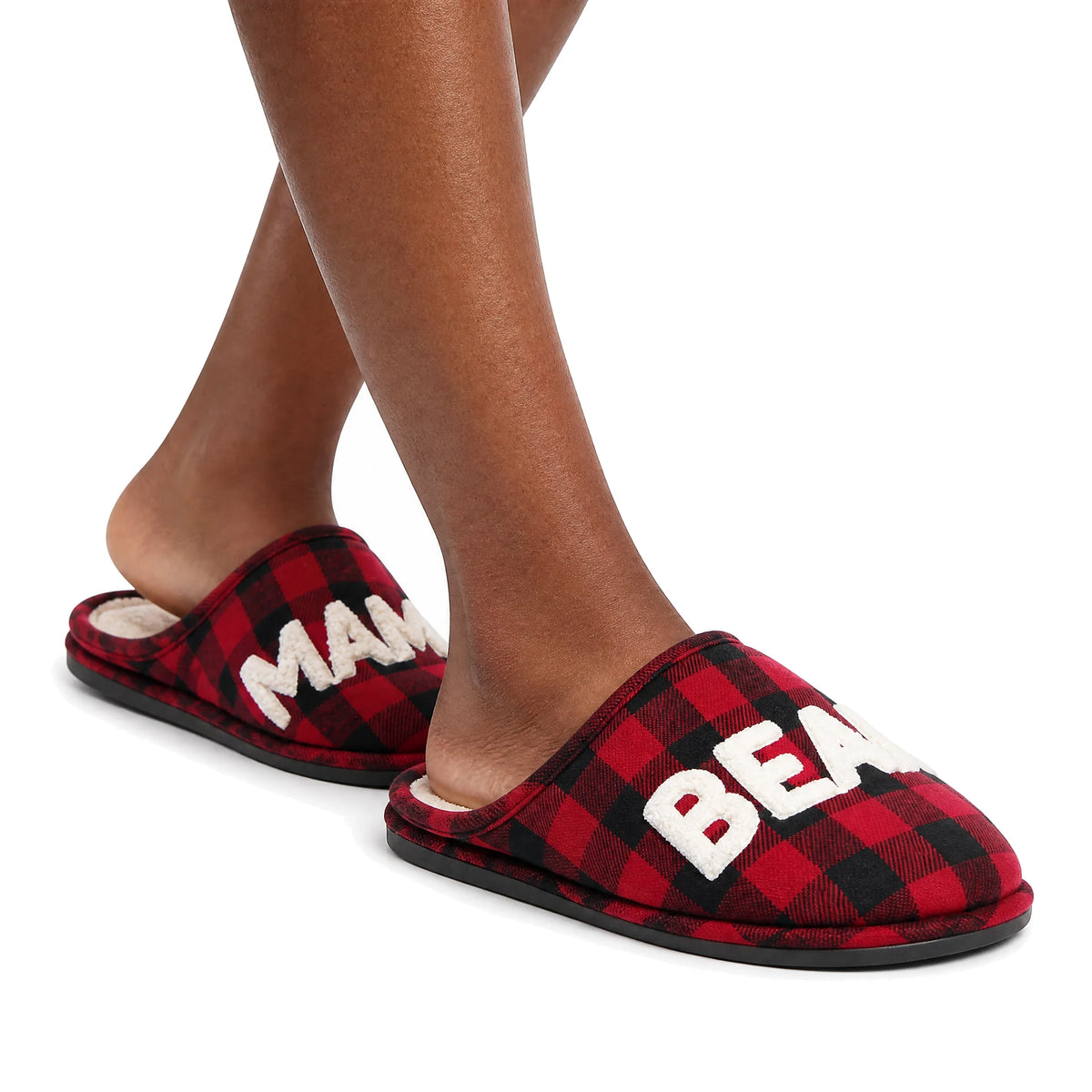 Chaussons à Carreaux pour Maman Bochausson porté aux pieds