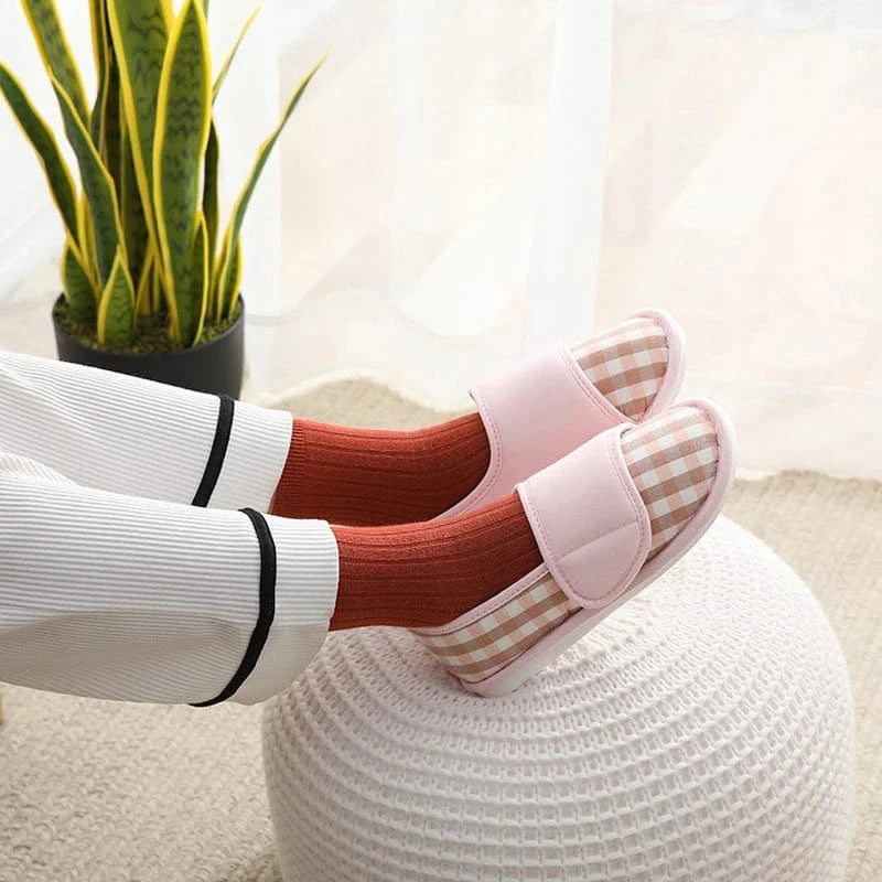 Chaussons à Scratch Vichy pour Femme