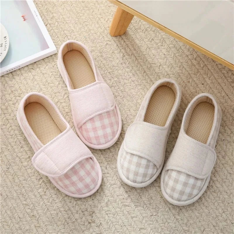 Chaussons à Scratch Vichy pour Femme