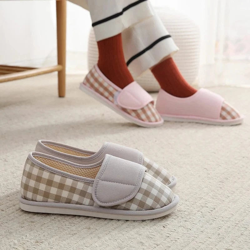 Chaussons à Scratch Vichy pour Femme