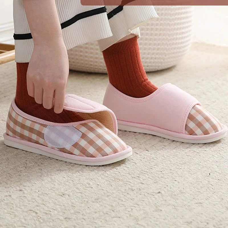 Chaussons à Scratch Vichy pour Femme