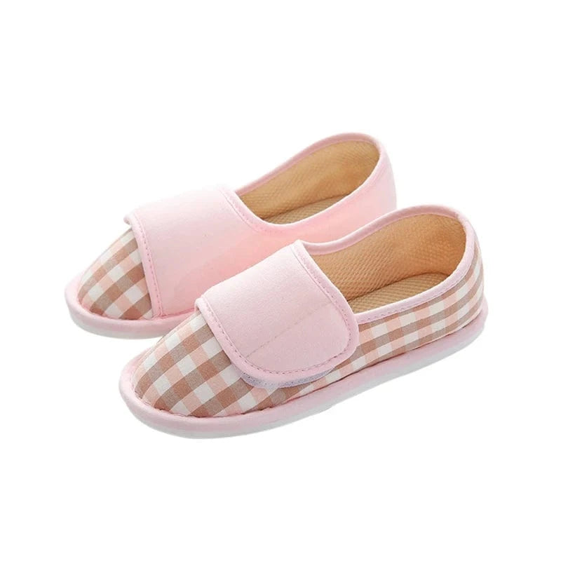 Chaussons à Scratch Vichy pour Femme