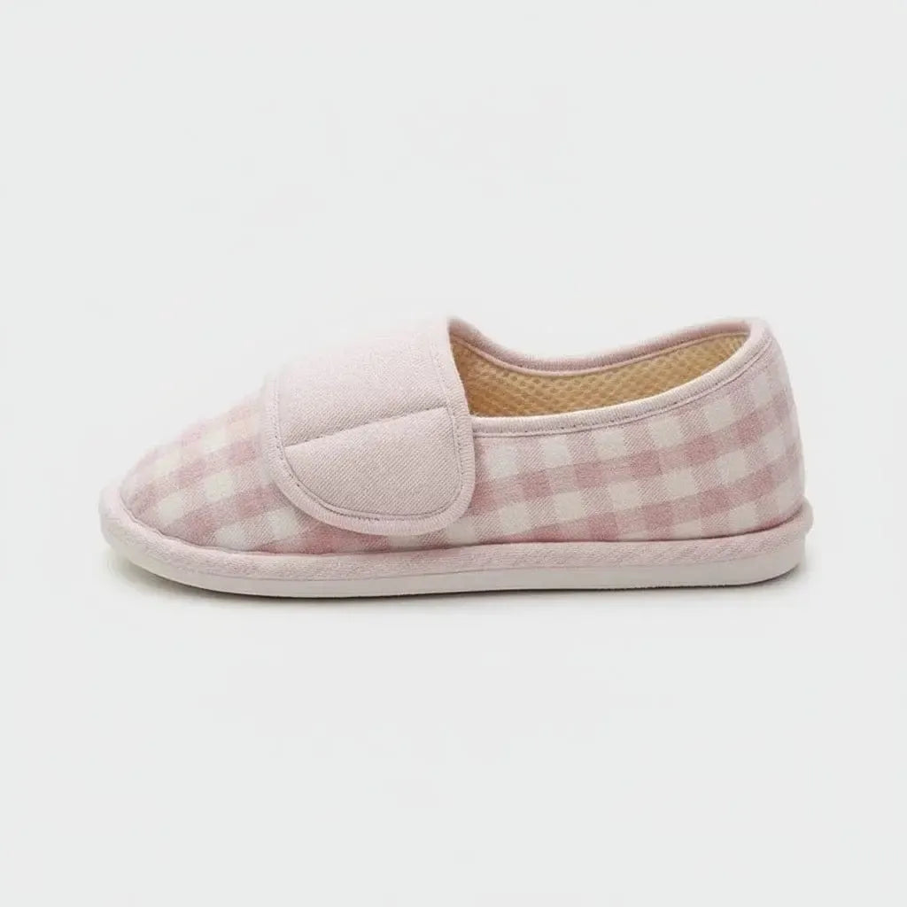Chaussons à Scratch Vichy pour Femme