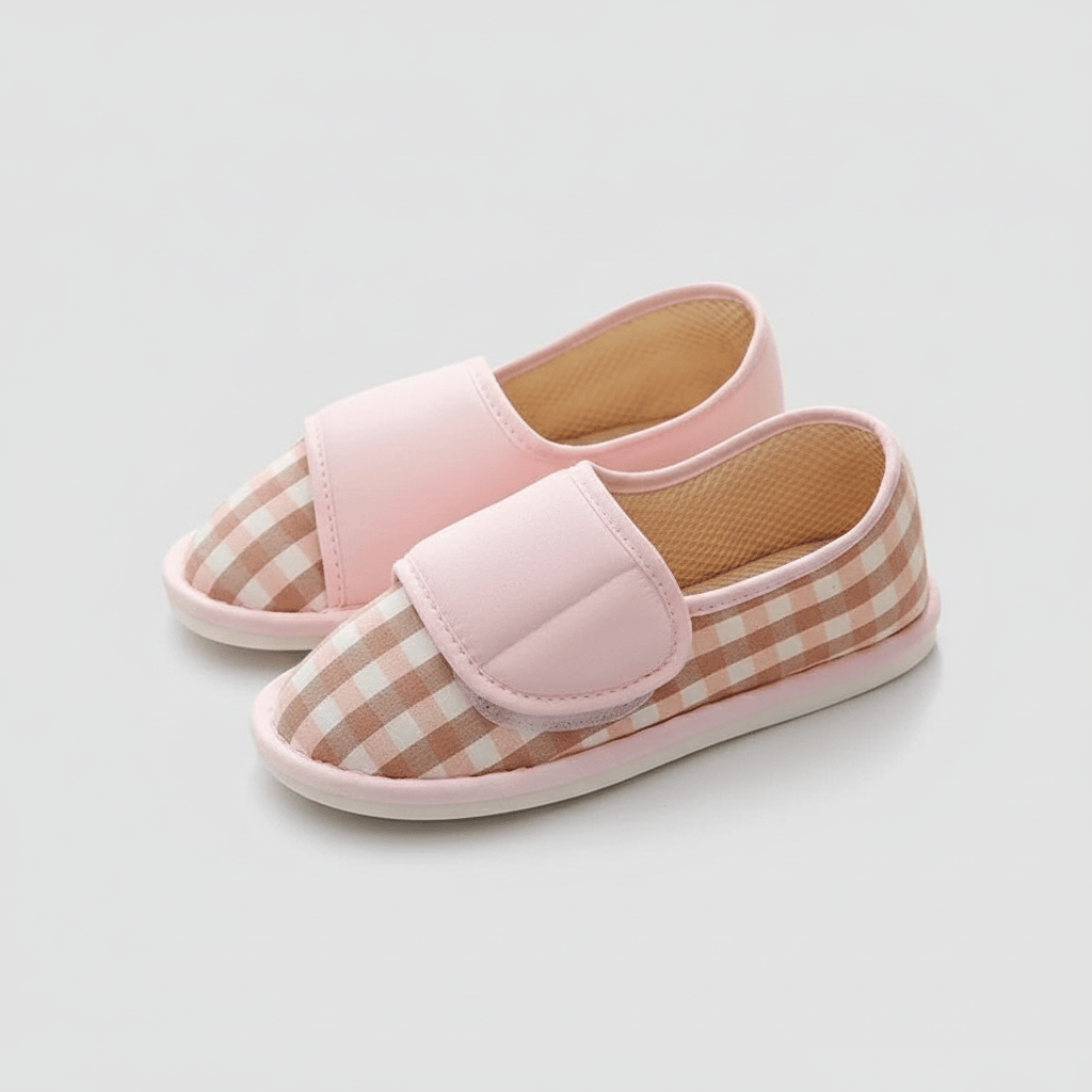 Chaussons à Scratch Vichy pour Femme