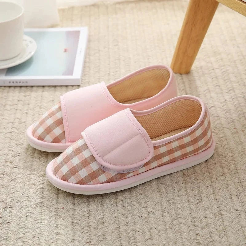 Chaussons à Scratch Vichy pour Femme Framboise / 35-36