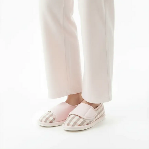 Chaussons à Scratch Vichy pour Femme