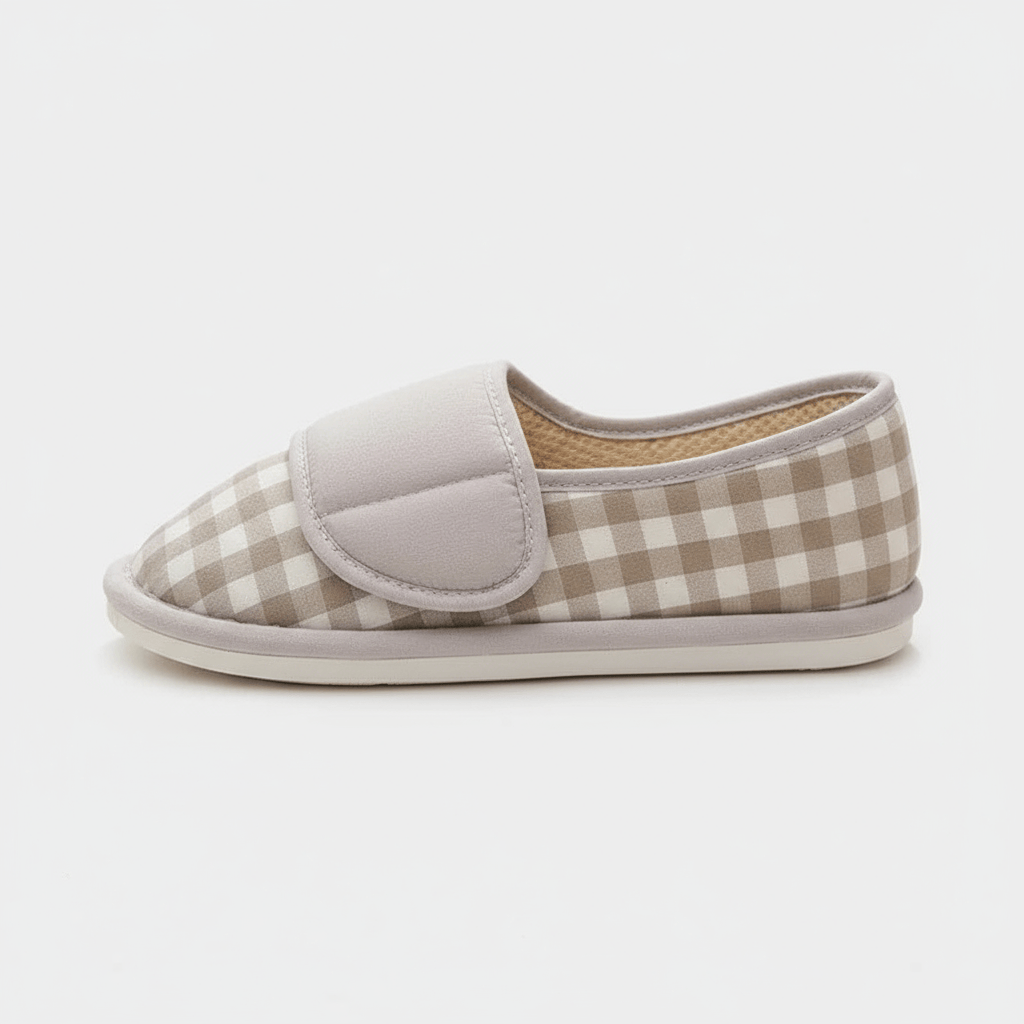 Chaussons à Scratch Vichy pour Femme Gris foncé / 35-36
