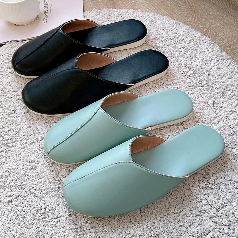 Chaussons Aspect Cuir Souple pour Femme